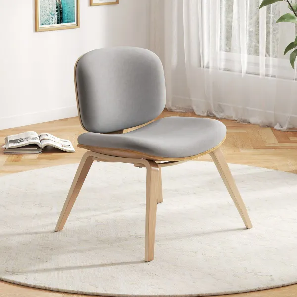Cadeira Auxiliar sem Braços com Encosto Curvo e Assento Acolchado 59x55x77cm