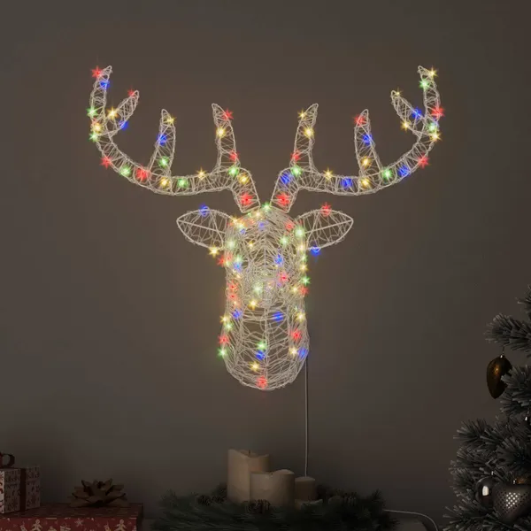 Cabeça de Rena com 140 LEDs colorido 68 x 36,5 x 62,5 cm Acrílo