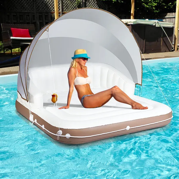 Ilha Flutuante Inflável com Tecto Solar 180x180cm Capacidade 200kg
