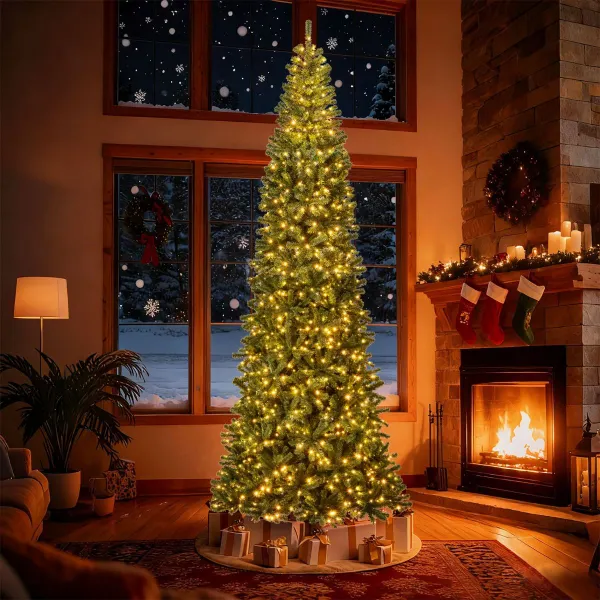 Árvore de Natal Artificial Dobrável Pré-iluminada com Conector Rápido 360cm