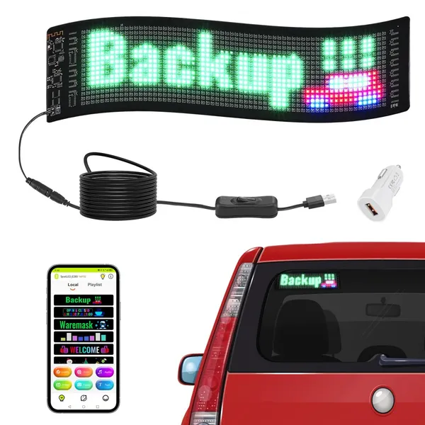 Painel LED P5 colorido 38x10 cm controlo Bluetooth