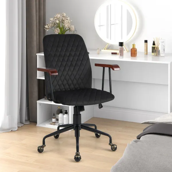 Cadeira Giratória de Veludo com Altura Ajustável e Encosto Ergonómico