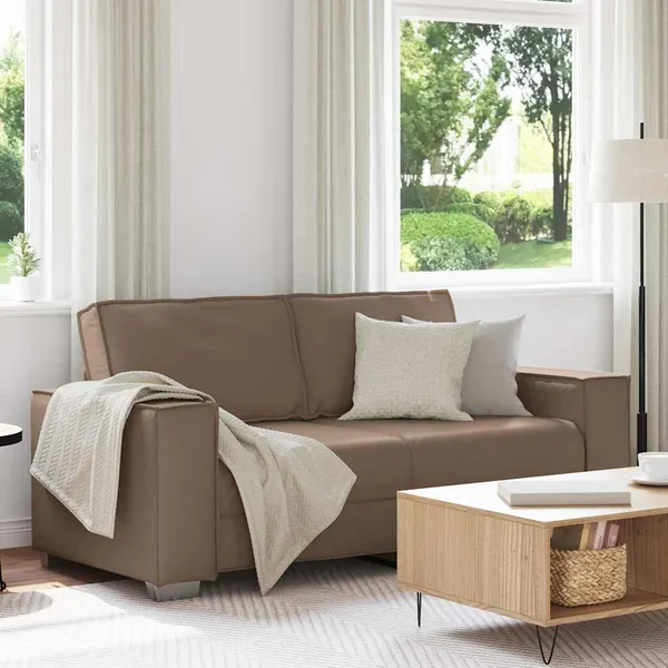 Sofá de dois lugares Cappuccino 180 cm Couro Sintético