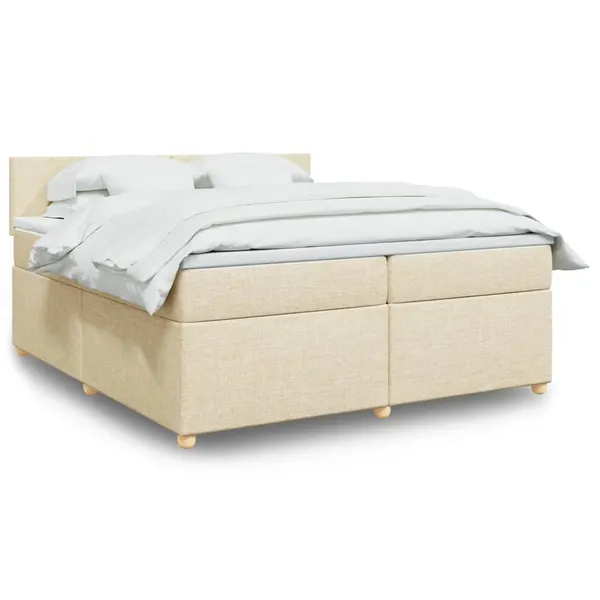 Cama com molas/colchão 200x200 cm tecido cor creme