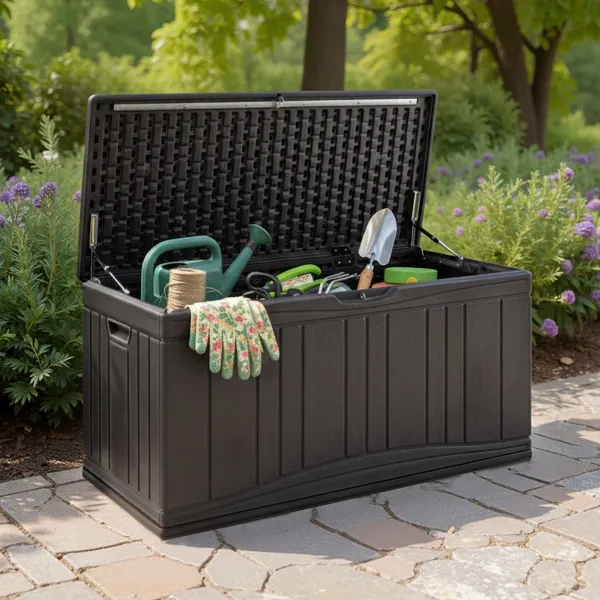 Caja de Almacenamiento 300 L HDPE con Amortiguadores de Gas y Tapa Bloqueável