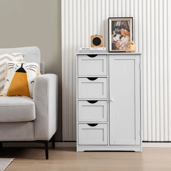 Armario con 4 Cajones y Estante Ajustable Mueble de Almacenamiento Independiente 56 x 30 x 82 cm