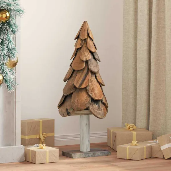 Árvore de Natal Castanho 91 cm Madeira de teca maciça