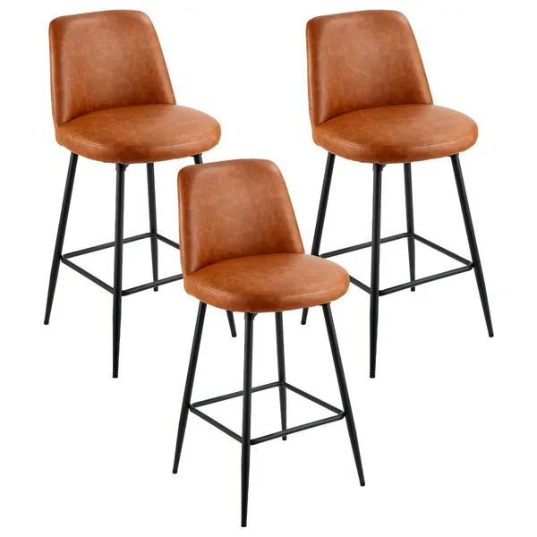 Bancos balcão altura 69cm conjunto 3 giratórios marrom
