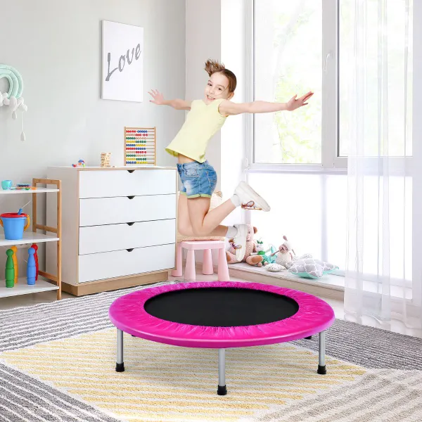 Cama Elástica Plegável com Almofadas e 32 Molas para Cardio 97x97x22,5 cm