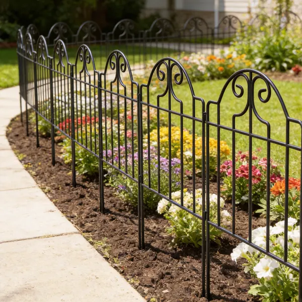 Conjunto de 4 Cercas de Jardín en Metal 125x57 cm Cercas Decorativas con Diseño Arqueado Resistente y Fácil de Instalar para Horta Pátio Terraço Relva Preto