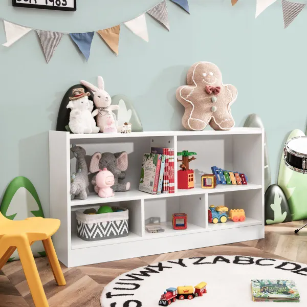 Librería para Niños Organizador Brinquedos con 5 Cubos Estante Madera Compartimientos