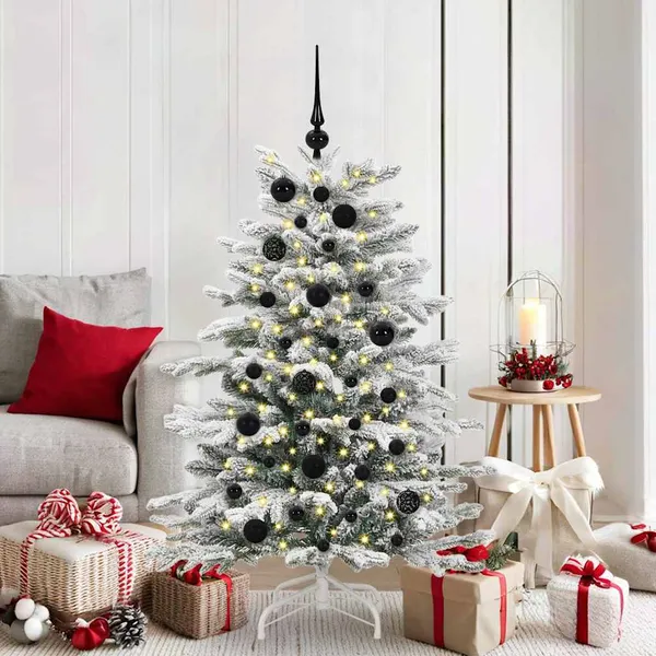 Conjunto de Bolas de Natal com 150 LEDs 61 pcs Preto Plástico
