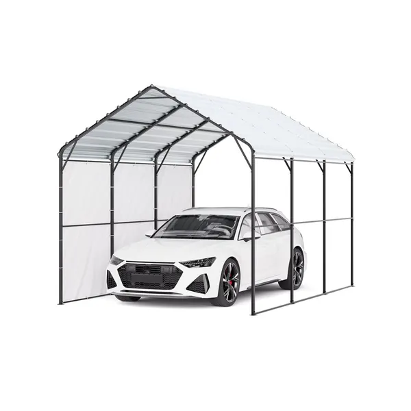 Carport metálico 10' x 15' com estrutura galvanizada e paredes removíveis