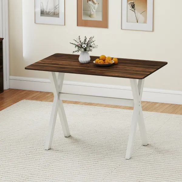 Mesa de Comedor Moderna Estructura en X Madera 110x71cm Blanco