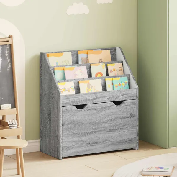 Estante Infantil com gaveta Cinza Sonoma 60 x 29,5 x 69 cm