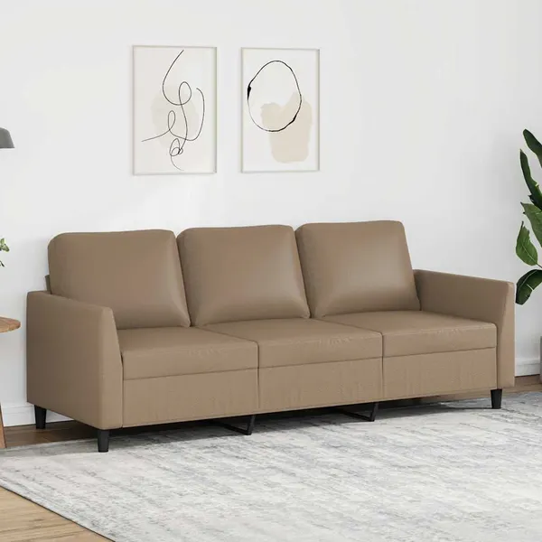 Sofá de 3 lugares 180 cm couro artificial cor cappuccino