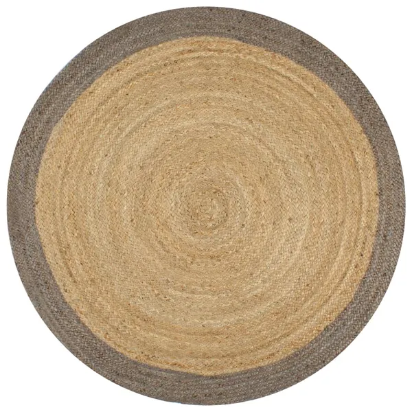 Tapete artesanal em juta com rebordo cinzento 120 cm