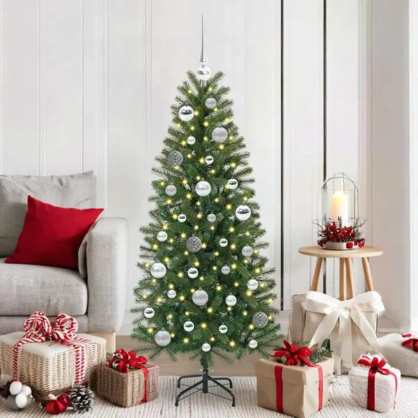 Conjunto de Bolas de Natal 61 pcs Prateado Plástico