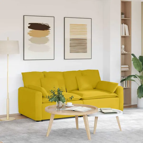 Sofá modular com almofadas amarelo