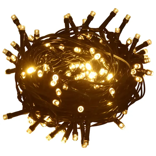 Cordão de luzes 1000 LED 100 m 8 efeitos iluminação IP44 branco quente