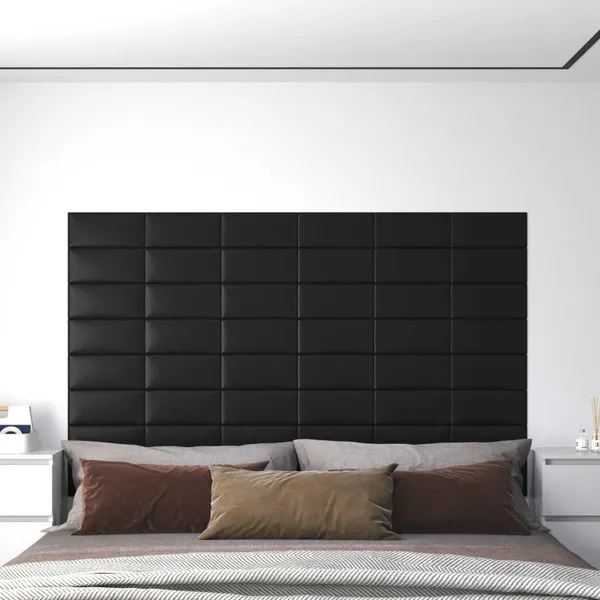 Cabeceira de Parede 12 pcs Preto 30 x 15 cm tecido