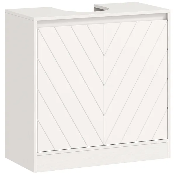 Móvil para Lavatorio Pousar Móvil Lavatorio Casa de Baño con 2 Puertas y Prateleira ajustables para Lavatorios con o sin Pedestal Estilo Vintage 60x30x59,8 cm Blanco