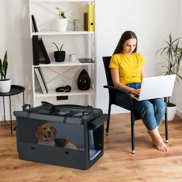 Bolsa de Transporte Dobrável para Animais de Estimação com 2 Aberturas e Janela