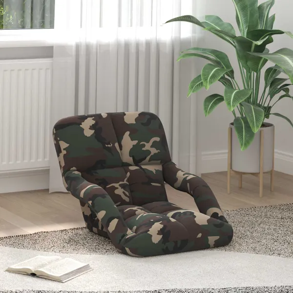Cadeira de chão ajustável Verde Exército 58 x 62 x 58 cm Tecido