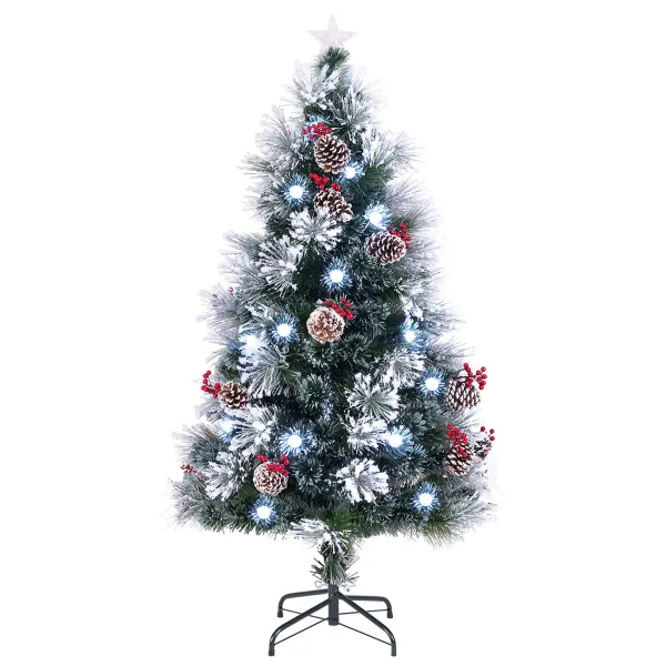 Árbol de Navidad Flocado Artificial 150 cm con 170 Ramas, 49 Luces LED y 8 Modos de Iluminación