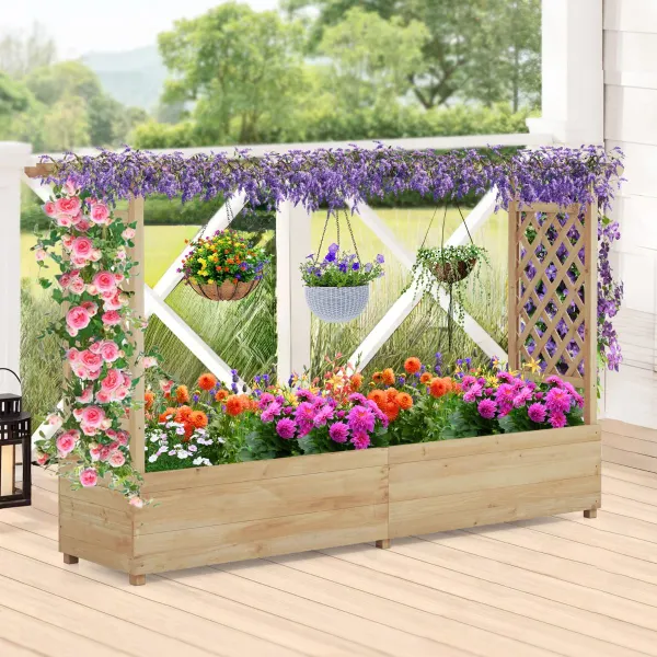 Jardineira Elevada em Madeira com Treliça e Tecto Suspenso | 110x44x182 cm