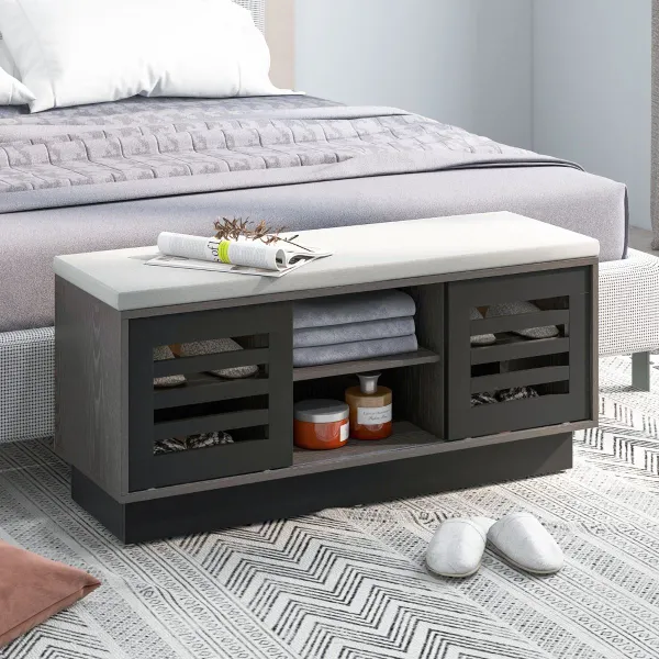 Panca per Scarpe con Cuscino Imbottito | 6 Scomparti di Stoccaggio | 99,5 x 34,5 x 46 cm