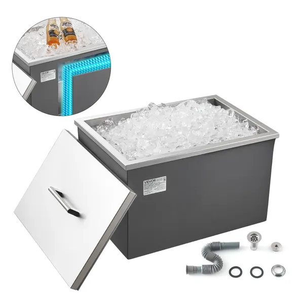 Caixa gelo embutida 508x355x306 mm, aço inoxidável, 30L