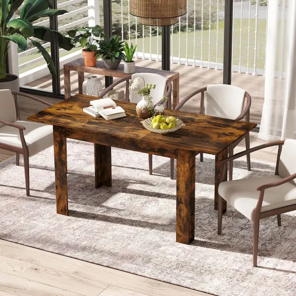 Mesa de Comedor Extensible de 120 a 158cm con Patas en L Carga 110kg