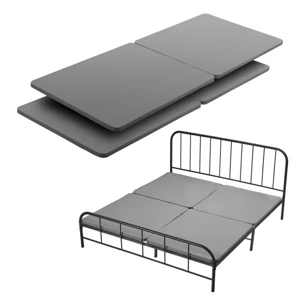 Base cama casal 38mm pano Oxford cinzento (4 peças)
