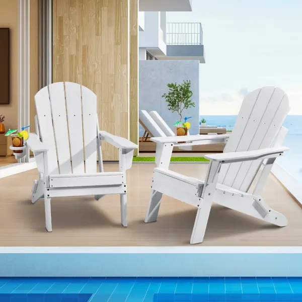 Cadeiras Adirondack plástico, folding, par branco