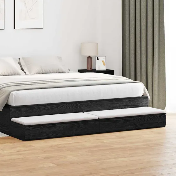 Gavetas de cama com gaveta Carvalho Preto 200 x 36,5 x 16,5 cm