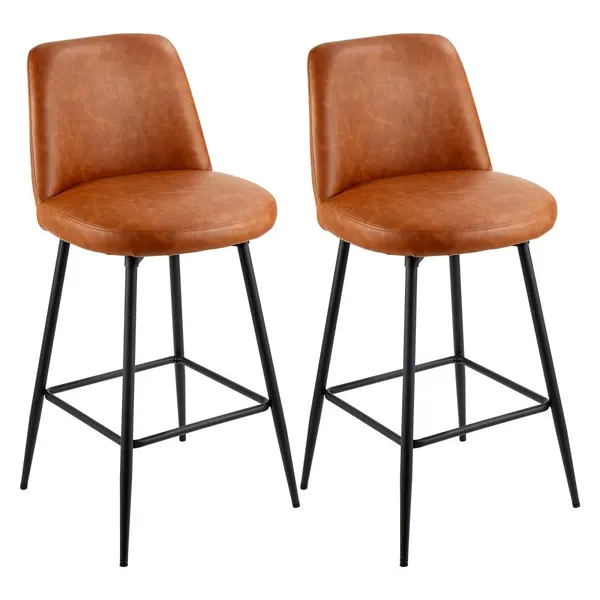 Banqueta de Bar 69cm Altura, Giratória, Pele PU, Encosto, 2 Unidades