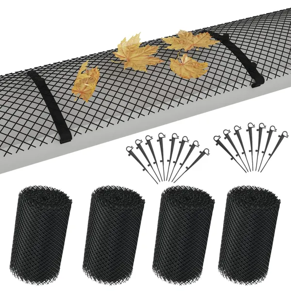 4 pcs rede de caleira com clipes PEAD 1,08 ㎡