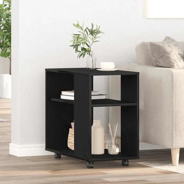 Mesa lateral carvalho preto 70x35x60 cm madeira projetada