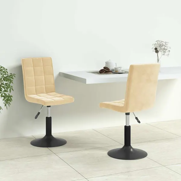 Cadeiras de jantar giratórias 2 pcs veludo cor creme