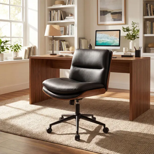 Silla de Escritorio Ergonómica sin Brazos con Altura Ajustable 85-93 cm y Respaldo Reclinable