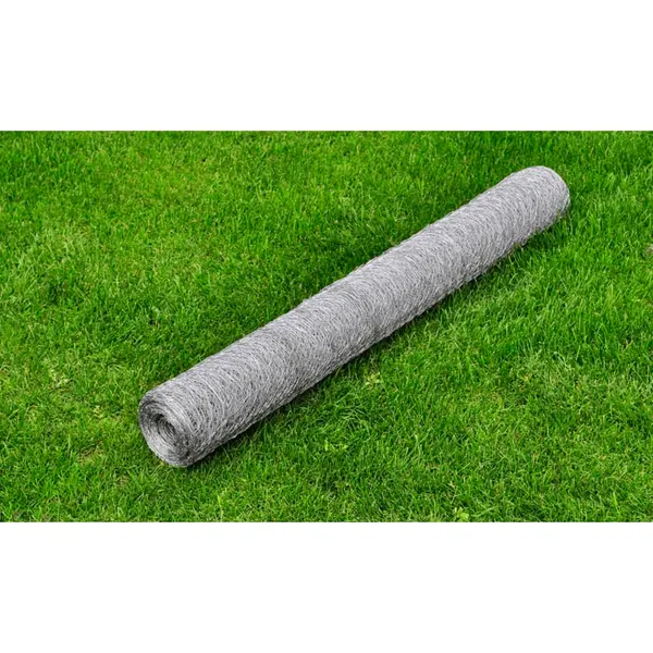 Cerca de arame hexagonal 1x25 m aço galvanizado prateado