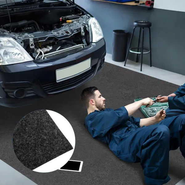 Tapis de Protection pour Garage Réutilisable et Lavable avec Ruban Adhésif Gris