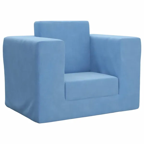 Sofá-cama infantil pelúcia macia azul