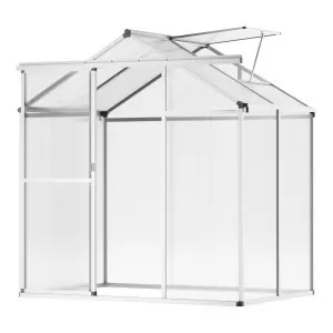 Estufa policarbonato 6x4 pés, janelas ventilação, porta deslizante