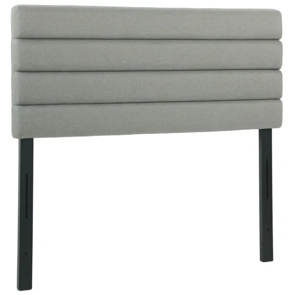 Cabeceira de Cama 140 cm Altura Ajustável em 3 Níveis 106/116/126 cm Cabeceira Estofada em Linho Acolchoamento Linear com Pernas de Aço Montada na Parede para Quarto Cinza