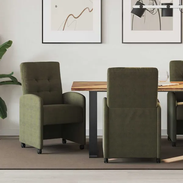 Cadeiras de Jantar com Rodas com rodas 2 pcs Verde exército