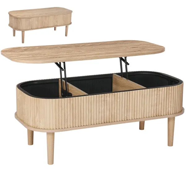 Mesa de centro elevável 1000 mm 3 compartimentos ocultos