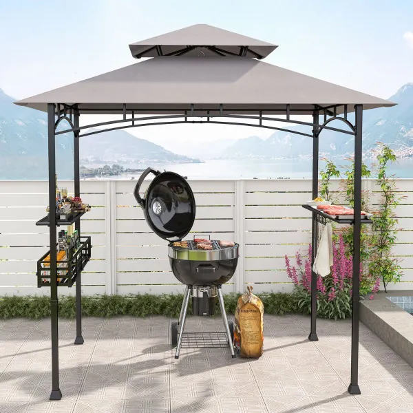 Pergola 242 x 153 cm avec 2 Étagères Latérales et Ouvre-Bouteilles Intégré