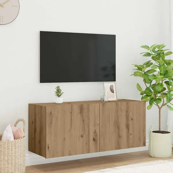 Armário de TV de Parede Carvalho Artesanal 100 x 35 x 41 cm